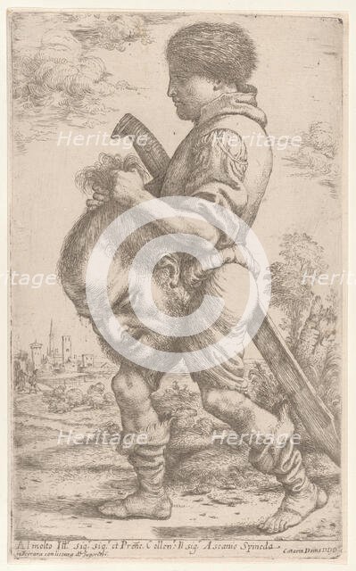 David carrying the head of Goliath, which he holds by the hair, 1620-30. Creator: Giuseppe Caletti.