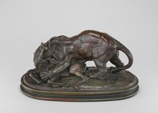 Tiger Attacking a Stag, model c. 1835, cast by 1873. Creator: Antoine-Louis Barye.