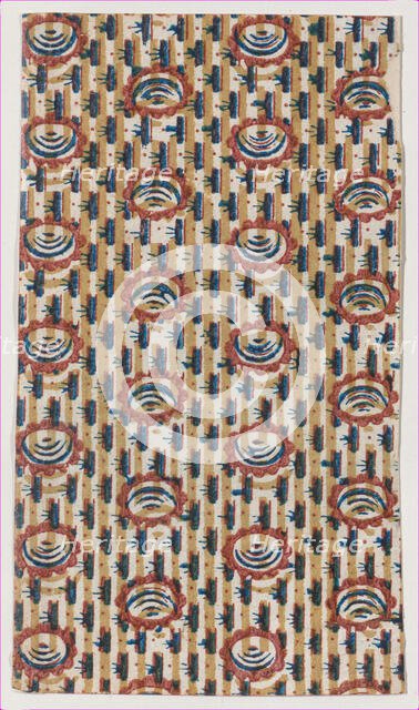 Sheet with abstract and stripe pattern, 19th century. Creator: Anon.