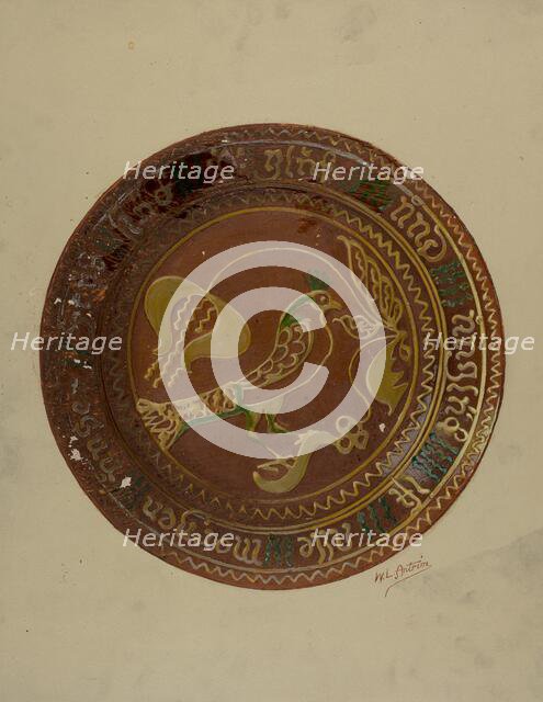 Pa. German Plate, c. 1938. Creator: William L Antrim.