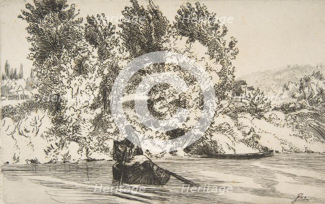 Fisherman with a net, 1868. Creator: Felix Bracquemond.