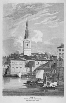 St Bride's Church, Fleet Street, City of London, 1815. Artist: Matthews