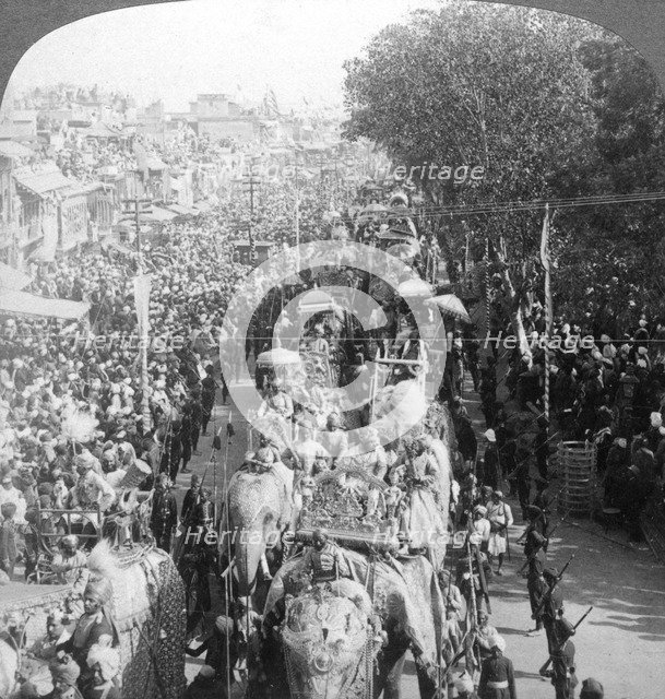 The great Durbar procession, Delhi, India, 1903.Artist: Underwood & Underwood