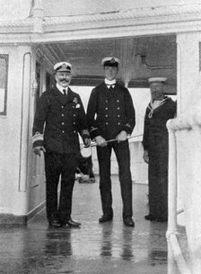 Commodore Sir Archibald Milne (1855-1938) and his sub-lieutenant, Pipon, 1908.Artist: Queen Alexandra