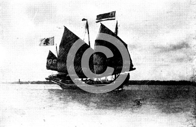 The Chinese Crisis: a Chinese gun-boat, 1898. Creator: Valentine & Sons.