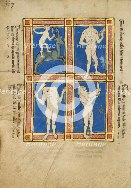 Trococite; A Headless Man with Eyes on His Shoulders; A Headless Man with a face..., 1277 or after. Creator: Unknown.