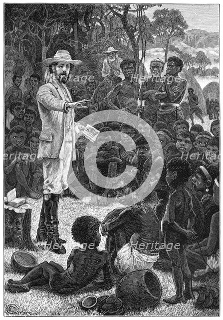 Charles Frederick MacKenzie, British missionary, preaching to African children, 1854-1862 (c1880). Artist: Unknown