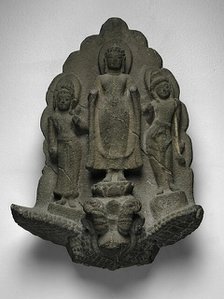 Buddha and Companions Riding a Mythical Animal, Dvaravati period, 8th century. Creator: Unknown.