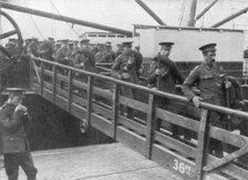 British troops disembarking in France, 7 August 1914. Artist: Unknown
