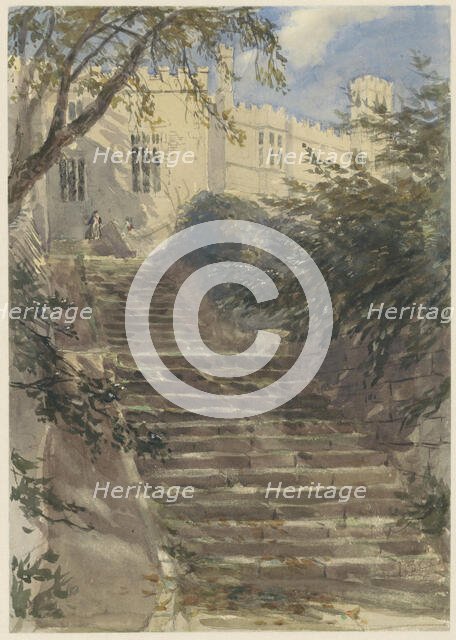 Garden stairs at Haddon Hall (Derbyshire), 1831-1859. Creator: David Cox the Elder.