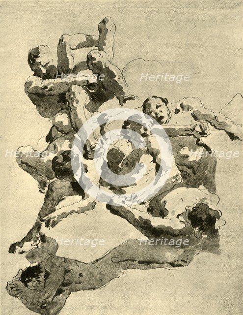 'Giants fighting', mid 18th century, (1928). Artist: Giovanni Battista Tiepolo.