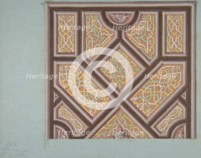 Design for Ceiling Decoration in the Dining Room, Hôtel de Pless, Berlin, second half 19th century. Creators: Jules-Edmond-Charles Lachaise, Eugène-Pierre Gourdet.