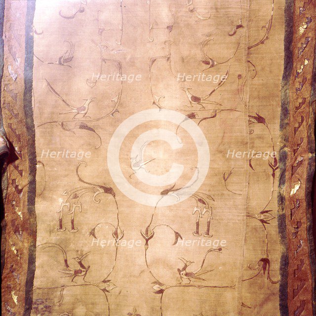 Chinese Silk Saddle-Cloth of Phoenixes and Flowers, Pazyryk, Altai, c5th century BC Artist: Unknown.