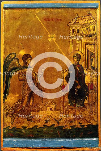 The Annunciation, 12th century. Artist: Byzantine icon  