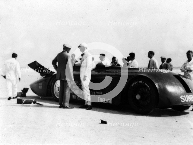 Sunbeam 1000hp World Land speed record attempt at Daytona 1927 Artist: Unknown.
