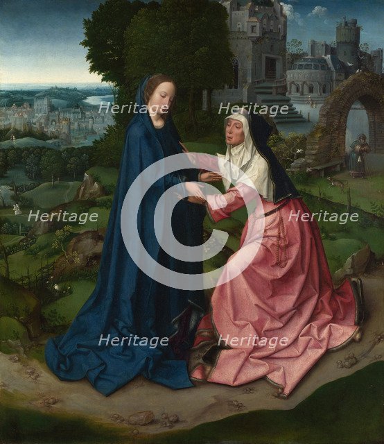 The Visitation of the Virgin to Saint Elizabeth. Panel from an Altarpiece, ca 1515. Artist: Master of 1518, (Workshop)  