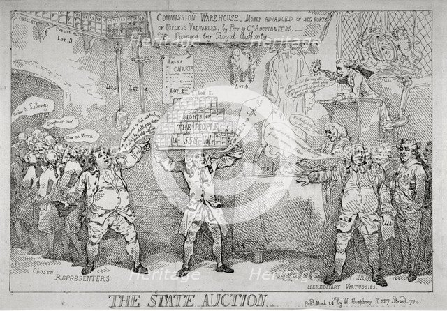 'The State Auction', 1784. Artist: Thomas Rowlandson