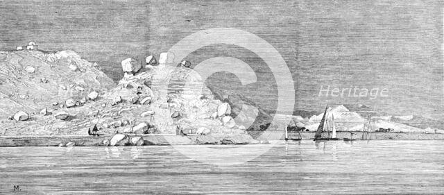 Termination of the Arabian Mountain Range on the right bank of the Nile near Edfou, 1883. Creator: Unknown.