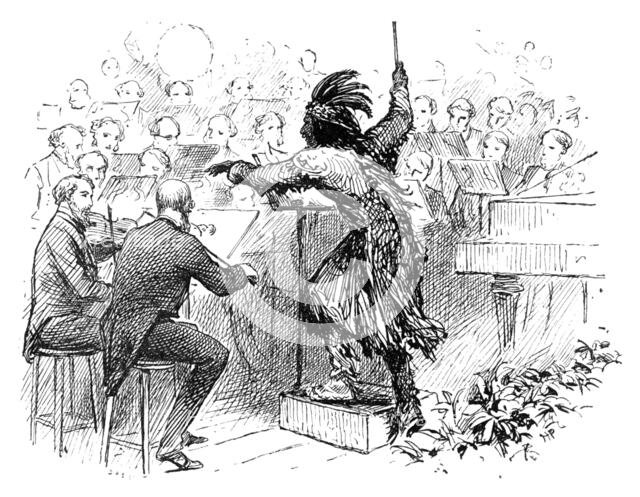 The Savage Club Entertainment, Royal Albert Hall: Mr. Eaton Faning conducting the Savage Dance, 1883 Creator: Unknown.