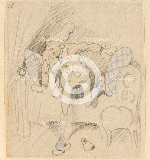 The disturbed but happily regained night's rest, (The Flea); 12, 1862. Creator: Wilhelm Busch.