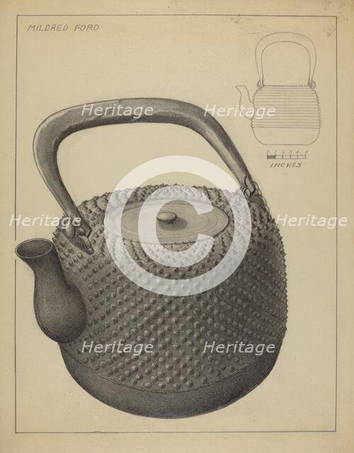 Tea Kettle, c. 1936. Creator: Mildred Ford.