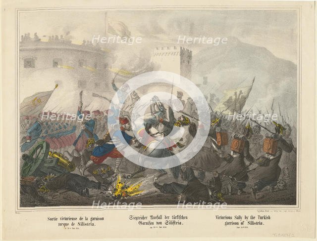 Victorious Sally by the Turkish garrison of Silistria on June 14th, 1854, 1854. Artist: Scholz, Joseph (active 19th century)