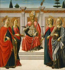 Saint Nicholas and Saints Catherine, Lucy, Margaret and Apollonia. Artist: Botticini, Francesco (1446-1497)