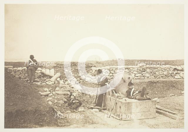 A Quiet Day in the Mortar Battery, 1855. Creator: Roger Fenton.
