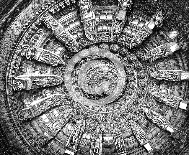The ceiling of a Jaina sanctuary in Mount Abu, Rajasthan, India, 1895. Artist: Unknown