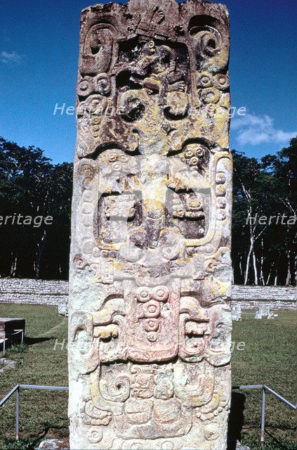 Stele B from Copan, Honduras, Pre-Columbian, Maya, c300-630. Artist: Unknown