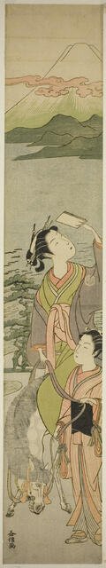 Parody of Ariwara no Narihira's journey to the east, Japan, c. early 1770s. Creator: Masunobu.