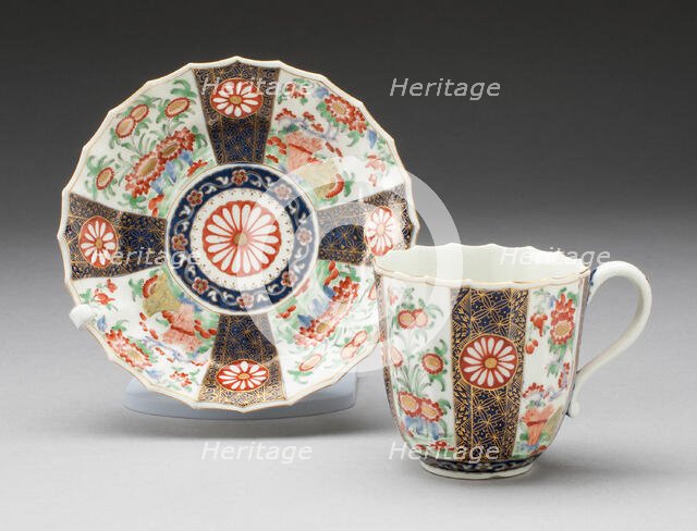 Cup and Saucer, Worcester, c. 1775. Creator: Royal Worcester.