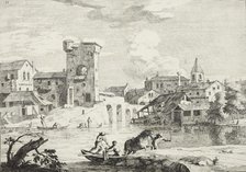 A town by the river,  1723-1730. Creator: Marco Ricci.