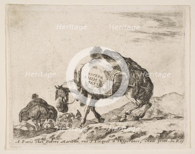 Frontispiece for Diversi Animali: Pack Horse, ca. 1641. Creator: Stefano della Bella.