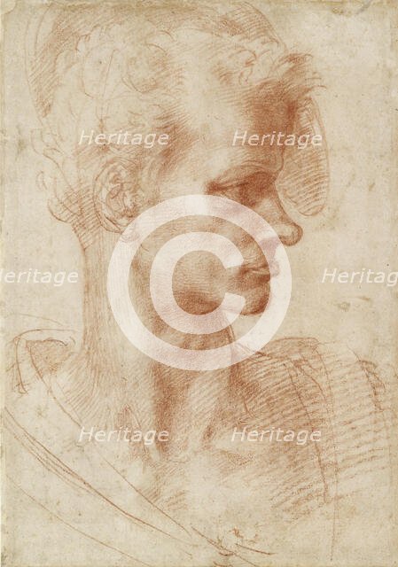 Study of a Man's Head, 1501-1505.  Creator: Michelangelo Buonarroti.