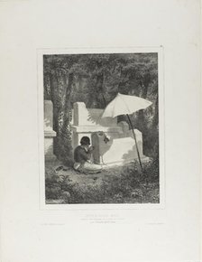 Portrait of Juguda Kazaz, Misiz, at Work as a Tomb Sculptor in the Josaphat Valley, Near T..., 1837. Creator: Auguste Raffet.