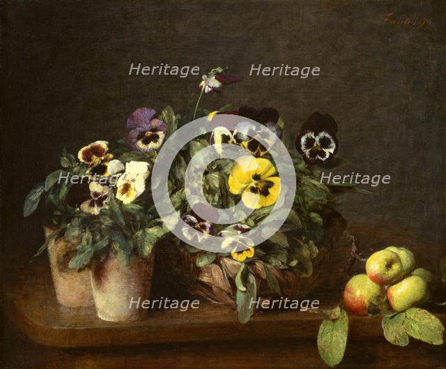 Still Life with Pansies, 1874. Creator: Henri Fantin-Latour.