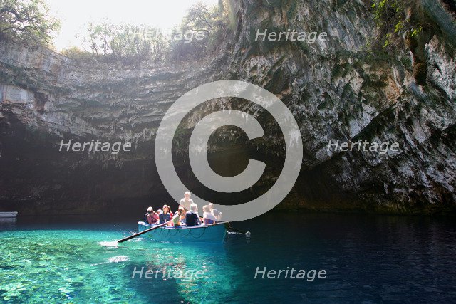 Tourist boat on Melissani Lake, Kefalonia, Greece