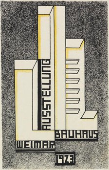 Ausstellung Bauhaus Weimar (Bauhaus exhibition). Postcard , 1923. Creator: Molnar, Wolfgang (1897-1945).
