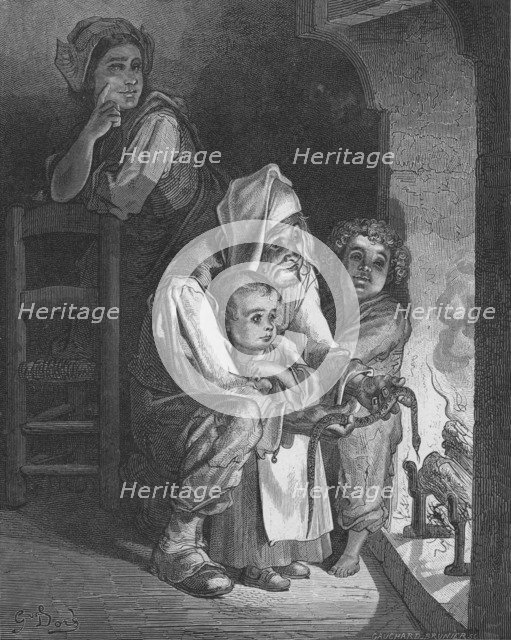 'The Countryman and the Serpent', 1870. Artist: Gauchard Brunier.