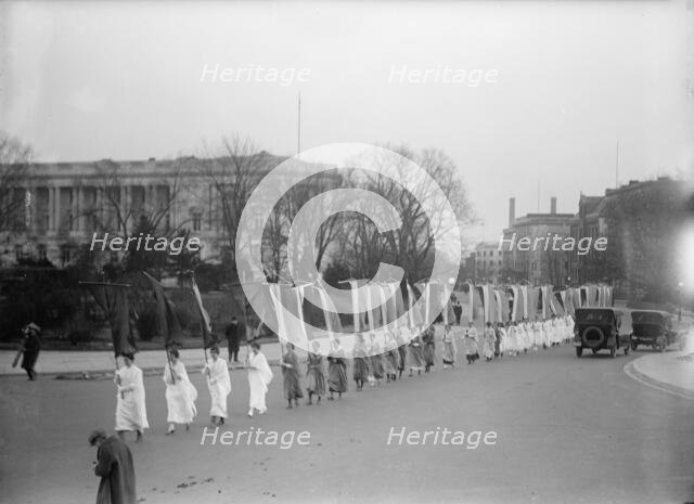 Woman Suffrage at Capitol with Banners, 1917. Creator: Harris & Ewing.
