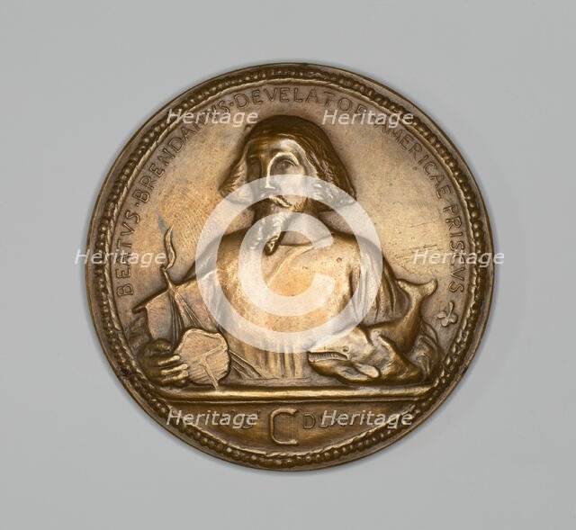 Medal commemorating Saint Brendan, Discoverer, c. 1869. Creator: J. K. Davison.