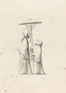 Sculpture at Persepolis, from Le Bruyn's Travels, published 1829. Creator: Maria Denman.