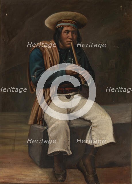 Bolivian Indian Playing the Quena, ca. 1890-1892. Creator: Unknown.