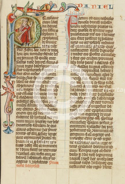 Initial P: Daniel; Historia Scholastica, about 1300. Creator: Unknown.