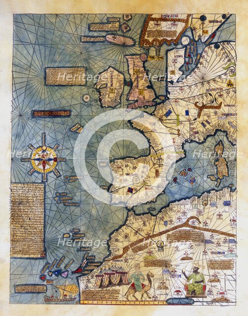 Facsimile of the Catalan Atlas of 1375, preserved in the National Library of Paris.  Creator: Cresques, Abraham (1325-1387).