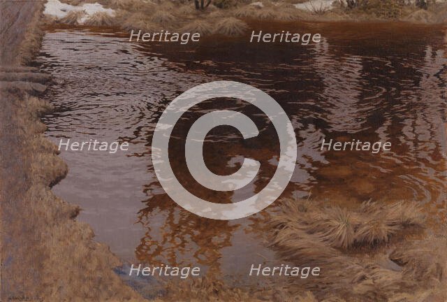Spring flood , 1909. Creator: Gustaf Fjaestad.