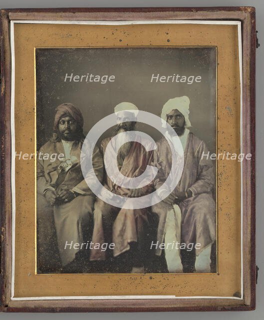 Untitled (Portrait of Three Seated Men Wearing Turbans), 1853. Creator: William Johnson.