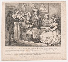 Veronica, a Breakfast Conversation (Picturesque Beauties of Boswell, Part the Firs..., May 30, 1786. Creator: Thomas Rowlandson.