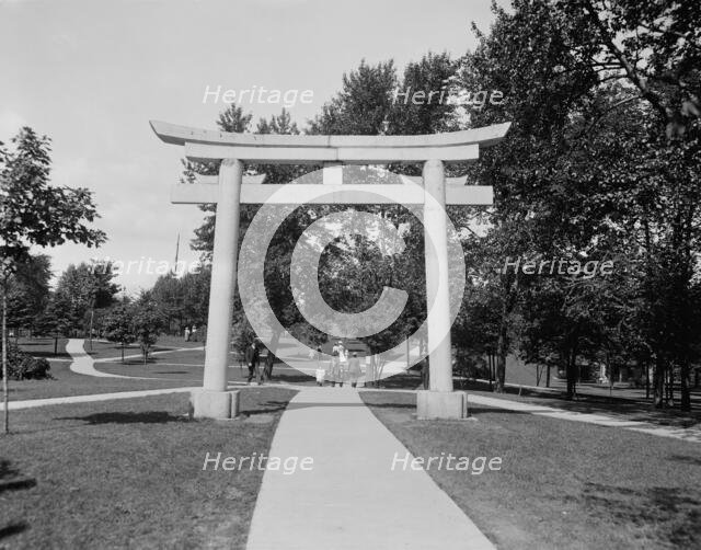 Japanese Torii, entrance canal park, Sault Ste. Marie, Mich., between 1900 and 1920. Creator: Unknown.